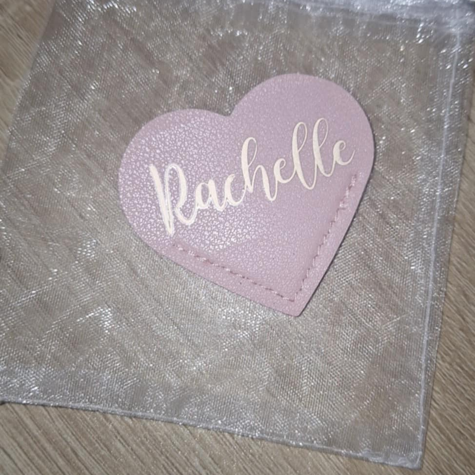 Cœur en similicuir personnalisable rose - Photo 2